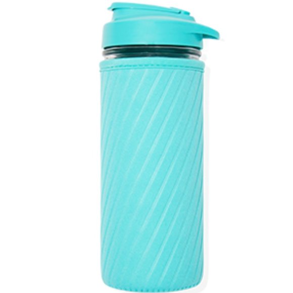 Masontops® Glass Water Bottle Neoprene Turquoise - Picture 1 of 5